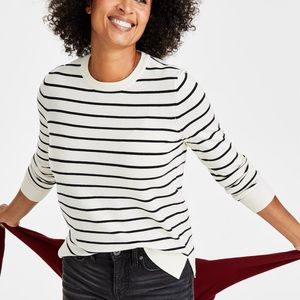 Women's Crewneck Striped Fine Gauge Sweater